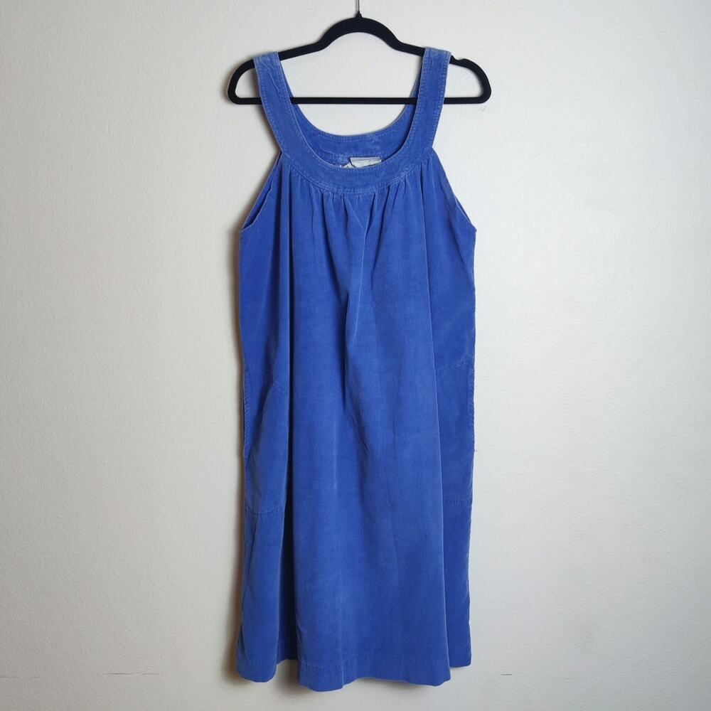 Vintage 90s Mervyn's Maternity Blue Corduroy Jumper Midi Shift Dress Large